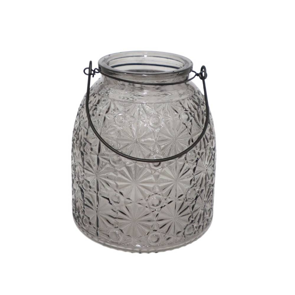 Vase "Rosace" avec anse métallique - Gris foncé PM Chemin de campagne - Imagen 1