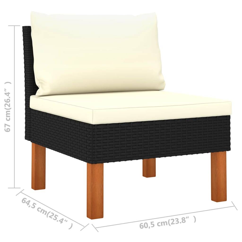 Canapé central | Canapé D'extérieur | Sofa De Jardin Résine tressée et bois d'eucalyptus massif Maison Chic - Image 6