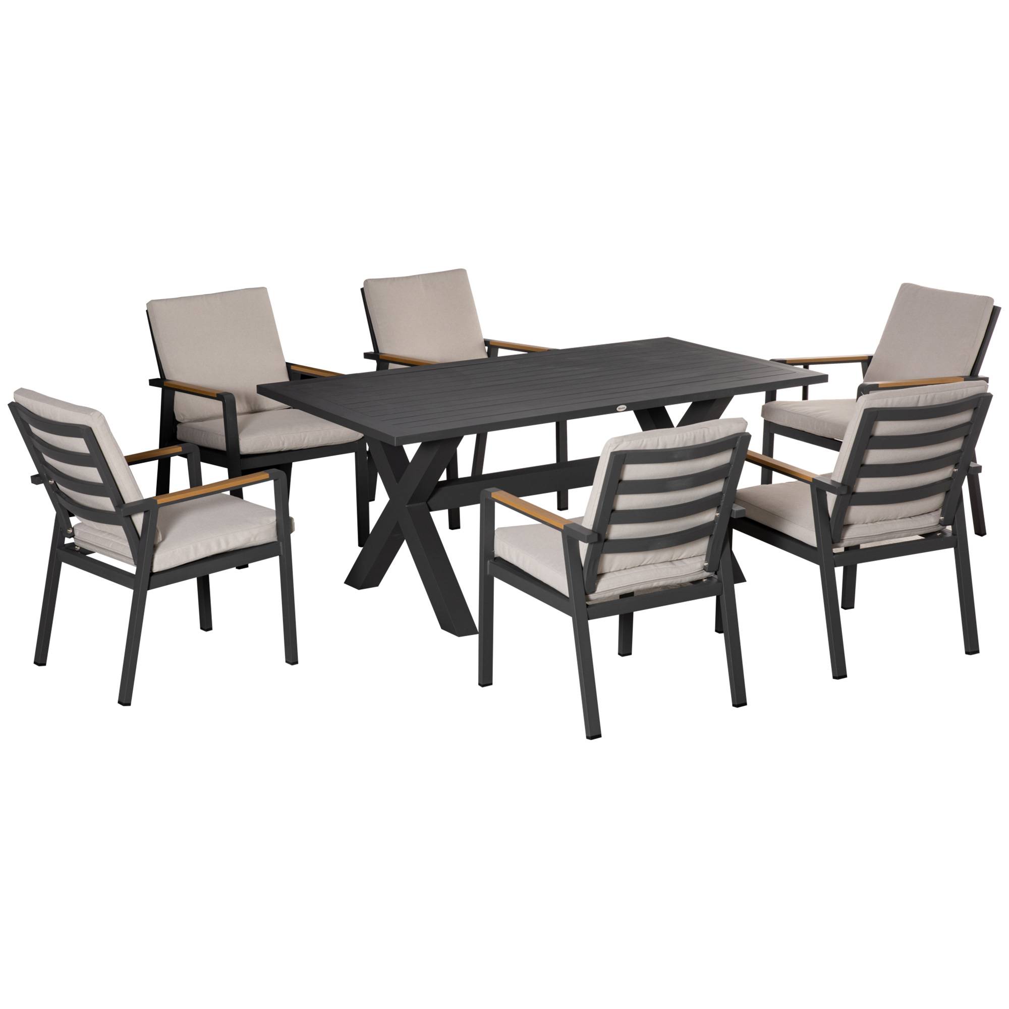 Salon de jardin aluminium noir et gris 175 x 92 x 73 cm - PANGIVO - Image 2