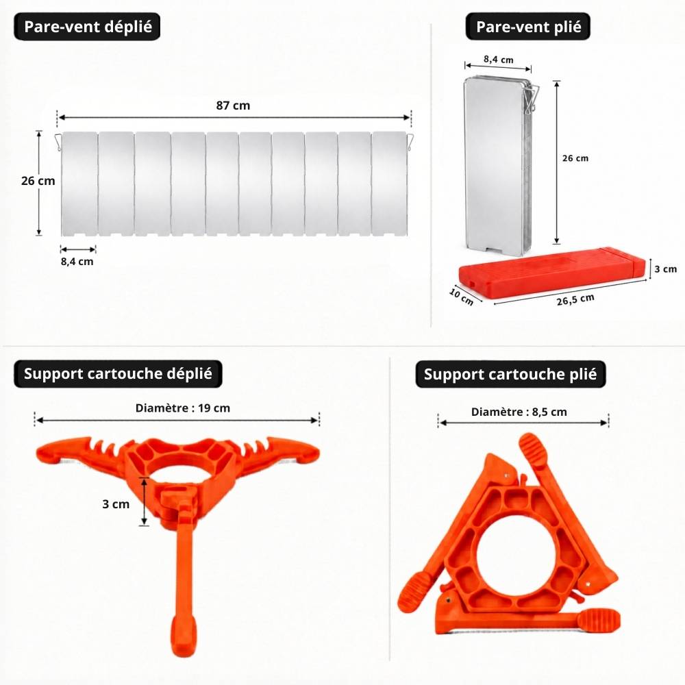 Brûleur pliable, support de cartouche et pare-vent pliables Trailgaz Ultra pour camping et randonnée - Image 6