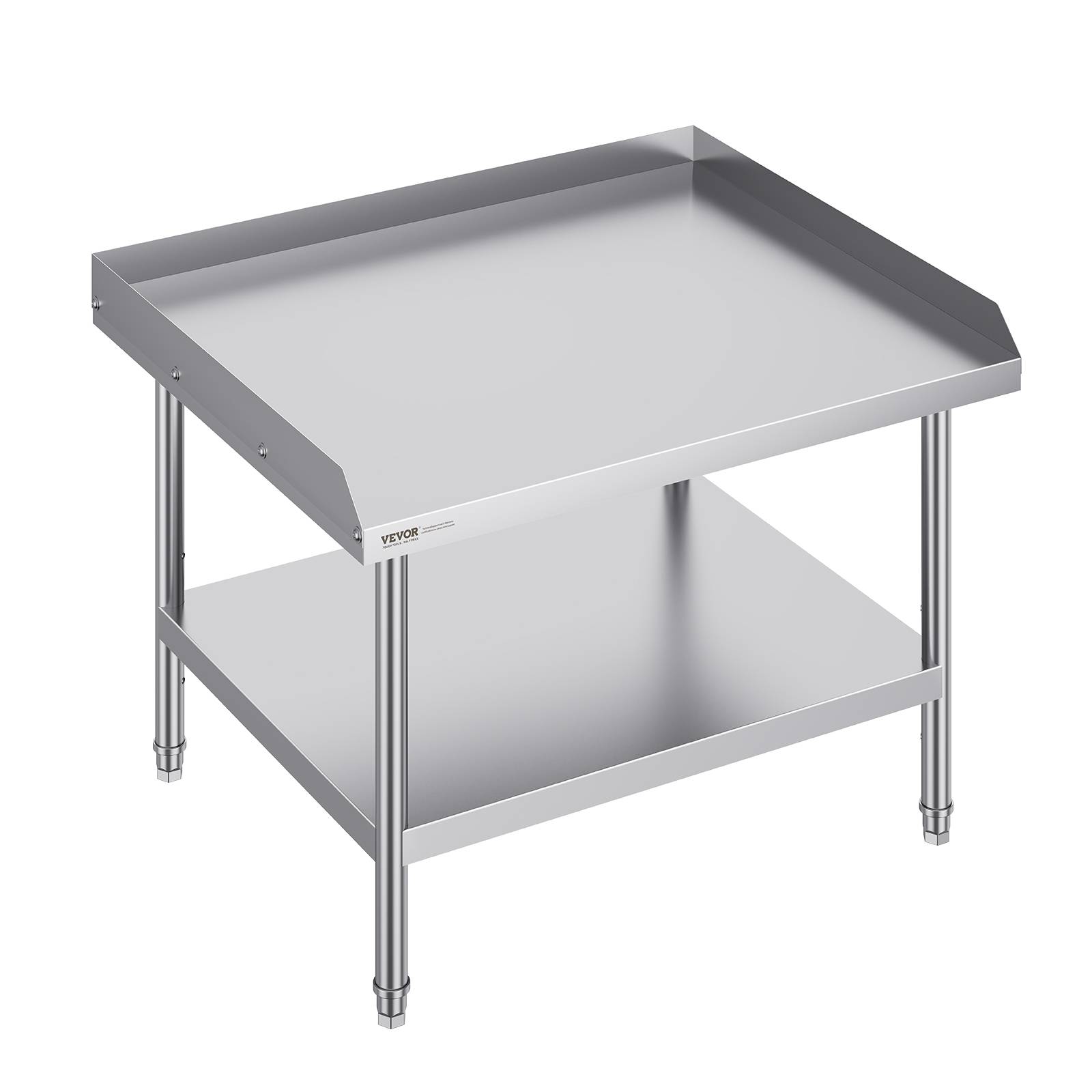 VEVOR Table préparation métal 30x36x26 pouces, protection 3 côtés, hauteur réglable, pour cuisine commerciale. - Image 1