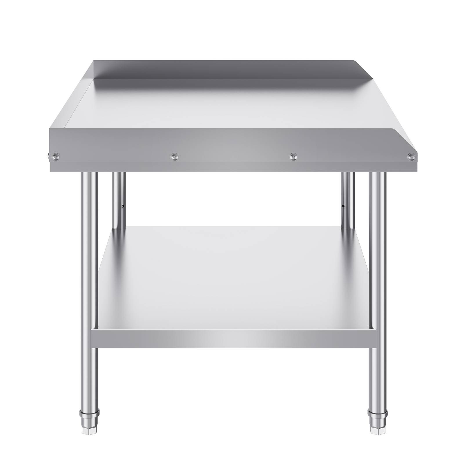 VEVOR Table préparation métal 30x36x26 pouces, protection 3 côtés, hauteur réglable, pour cuisine commerciale. - Image 9