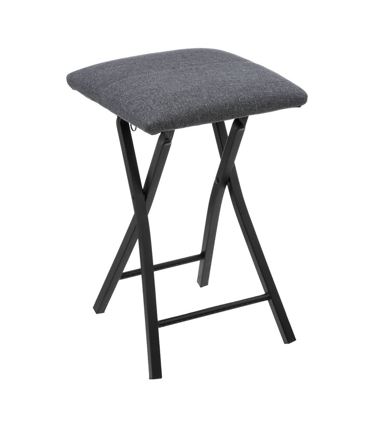 Tabouret pliant Gris Foncé et Métal Noir - Imagen 1