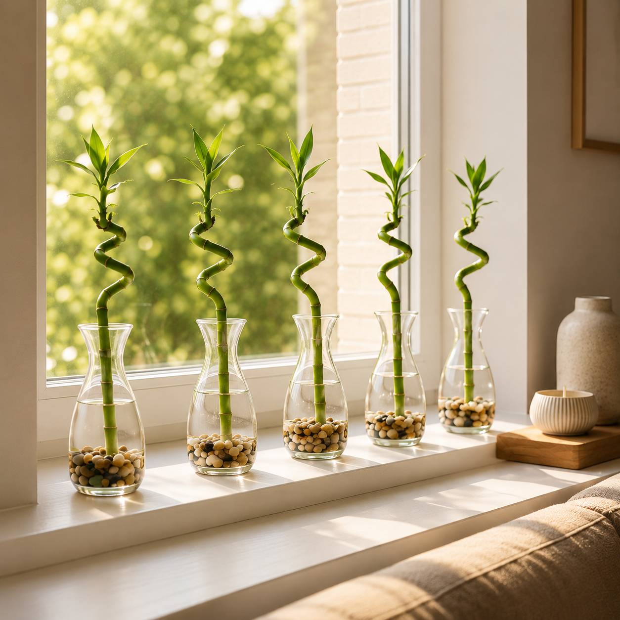 Lucky Bamboo Lot de 6 - Dracaena Sanderiana - 40-45 cm - Plante d’Intérieur - Image 5