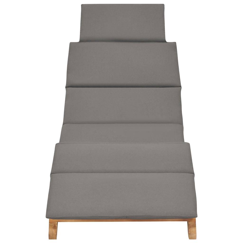 Helloshop26 - Transat chaise longue bain de soleil lit de jardin terrasse meuble d'extérieur pliable avec coussin gris foncé bois de teck - Imagen 2