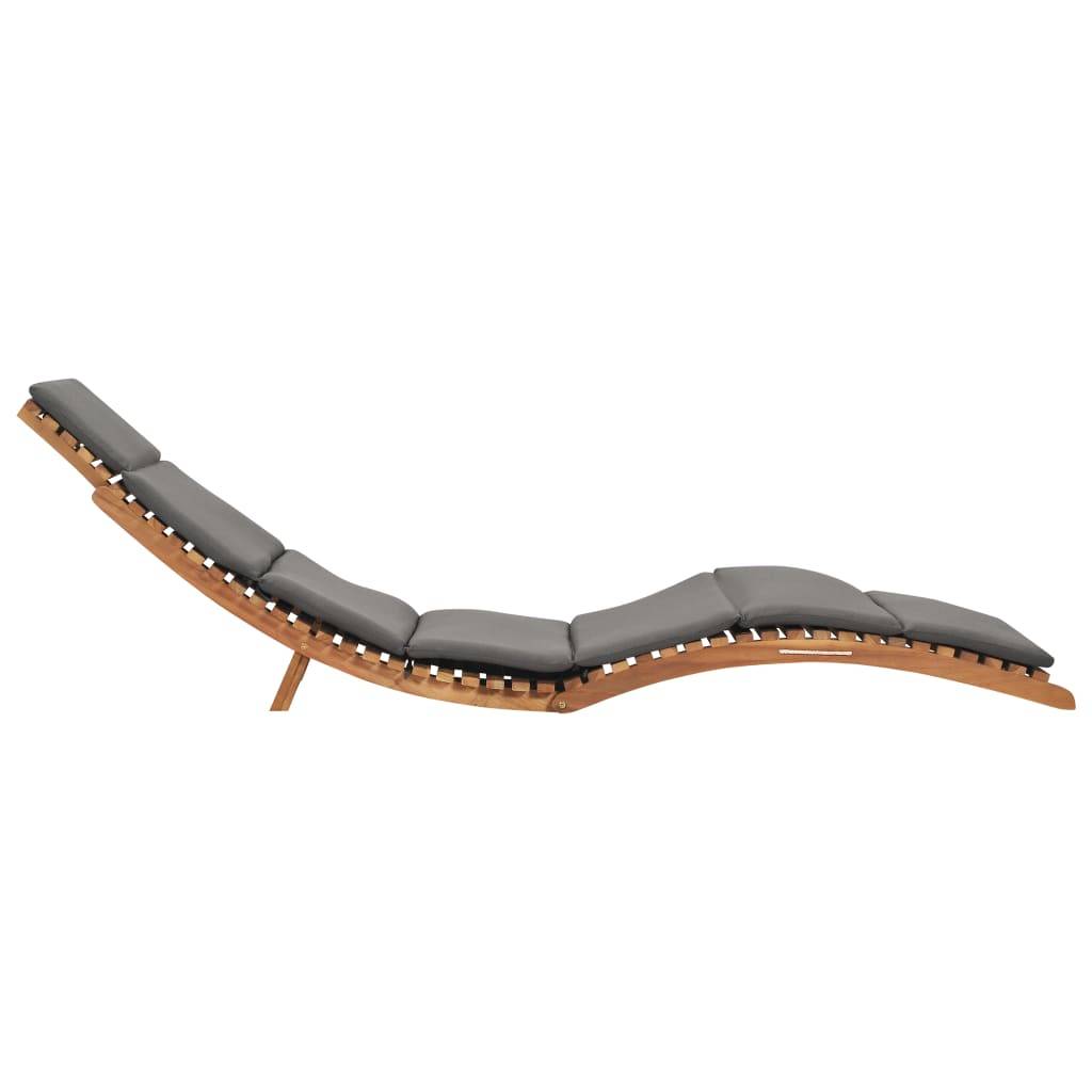 Helloshop26 - Transat chaise longue bain de soleil lit de jardin terrasse meuble d'extérieur pliable avec coussin gris foncé bois de teck - Imagen 3