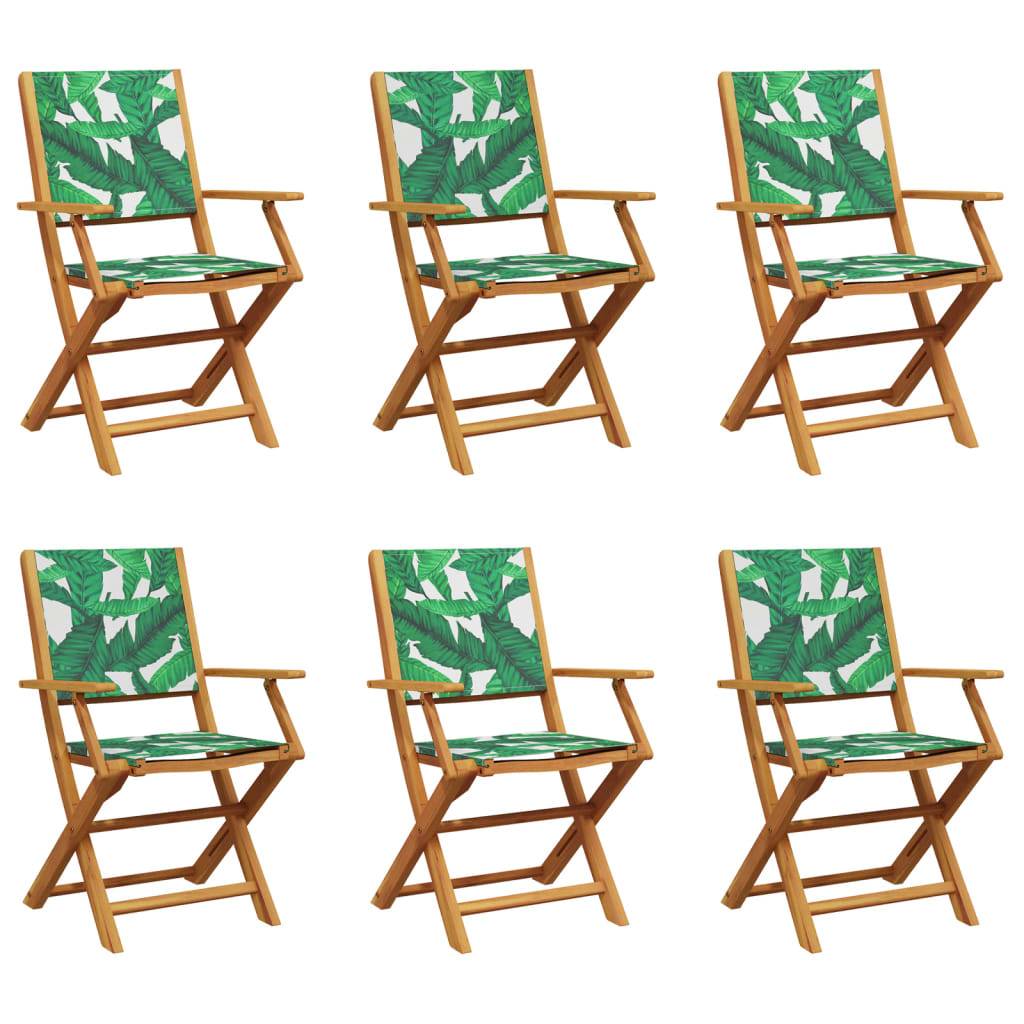 Maison Chic - Lot de 6 Chaise pliante de jardin - Chaises d'extérieur - Chaises de jardin pliables vert tissu et bois massif-JU12476 - Image 1