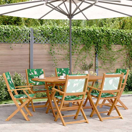 Maison Chic - Lot de 6 Chaise pliante de jardin - Chaises d'extérieur - Chaises de jardin pliables vert tissu et bois massif-JU12476 - Image 2