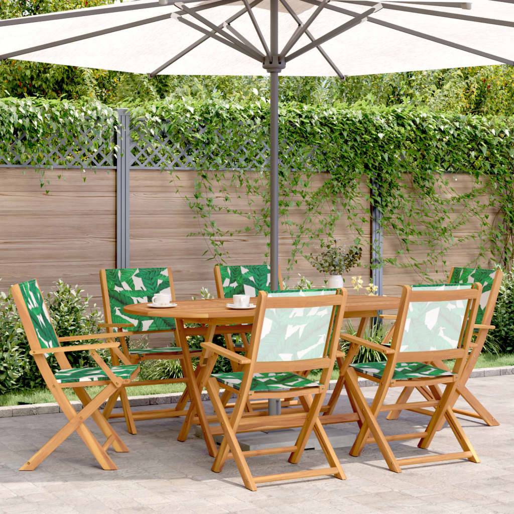 Maison Chic - Lot de 6 Chaise pliante de jardin - Chaises d'extérieur - Chaises de jardin pliables vert tissu et bois massif-JU12476 - Image 2