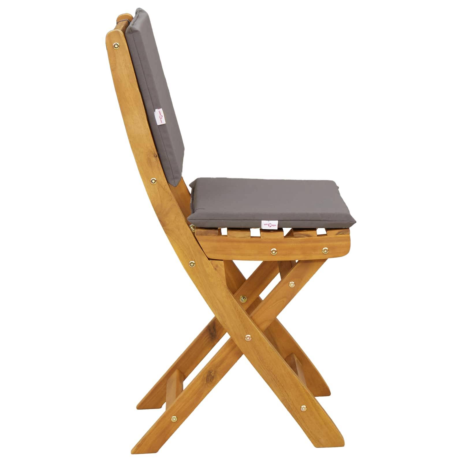 Chaises de jardin bois d'acacia gris foncé 36 x 46 x 85 cm, Poids:38.2kg - PANGIVO - Image 7