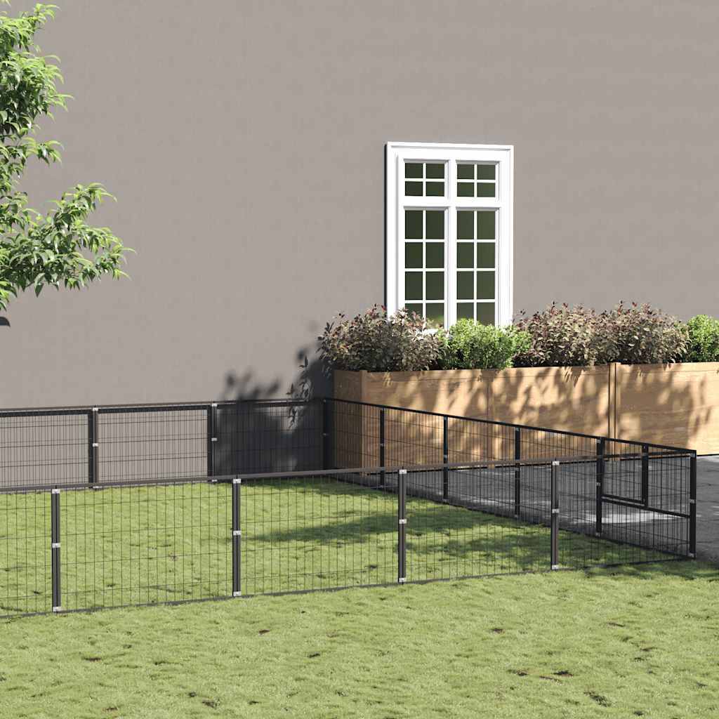 Vidaxl - Chenil Noir 45 m² Acier vidaXL 3082161 - Imagen 1
