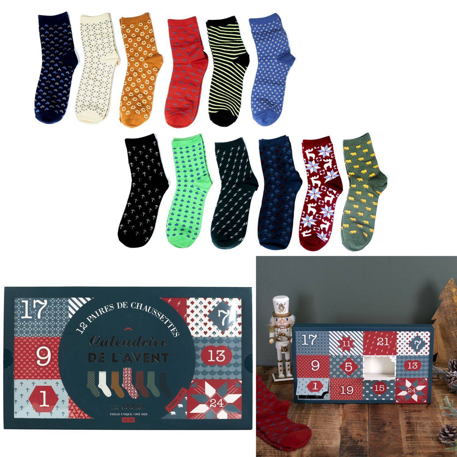 The Home Deco Factory - Calendrier de l'Avent 12 paires de chaussettes Homme - The Home Deco Factory - Imagen 4