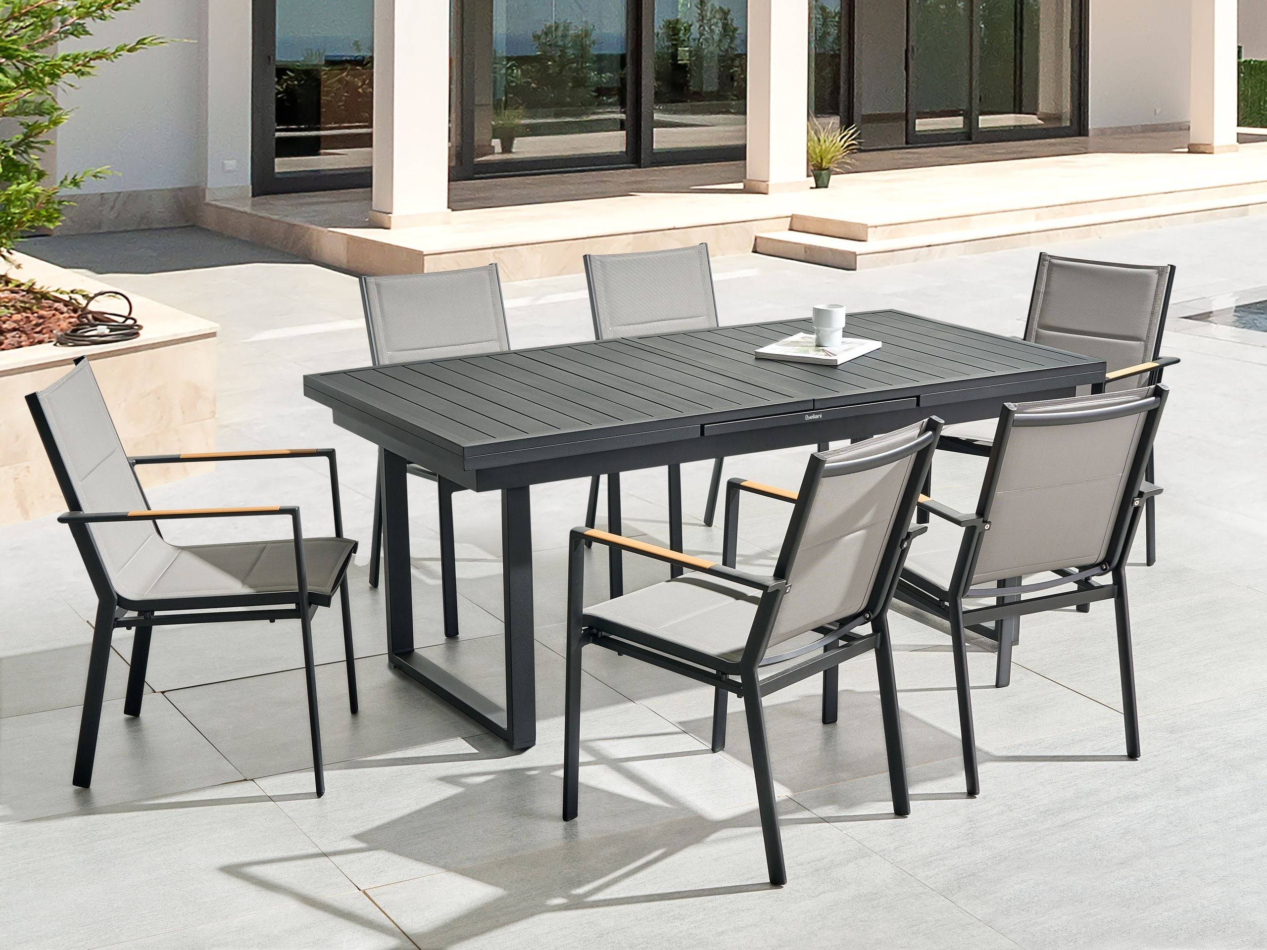 Beliani - Set de salle à manger, 6 Personnes Aluminium Noir VALCANETTO/BUSSETO - Beliani - Imagen 1