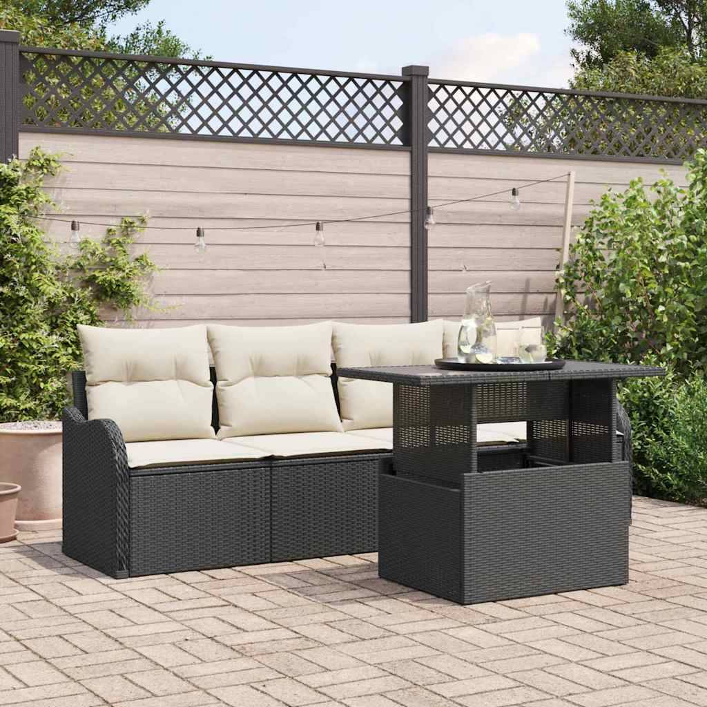 Salon de Jardin 4 Places en Résine Tressée Tissé Main Modulable pour Terrasse et Patio Noir – ComfortXL Outdoor Living - Image 1