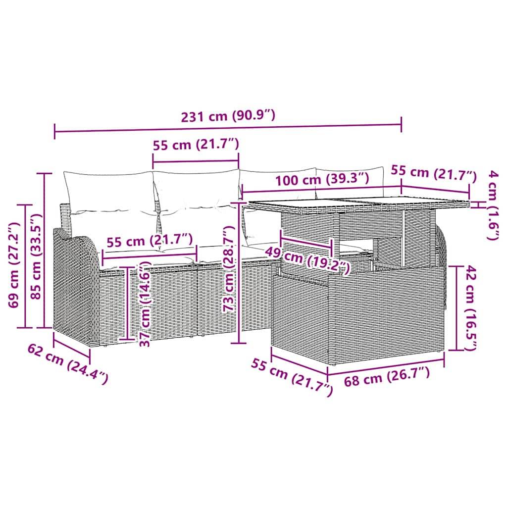 Salon de Jardin 4 Places en Résine Tressée Tissé Main Modulable pour Terrasse et Patio Noir – ComfortXL Outdoor Living - Image 8