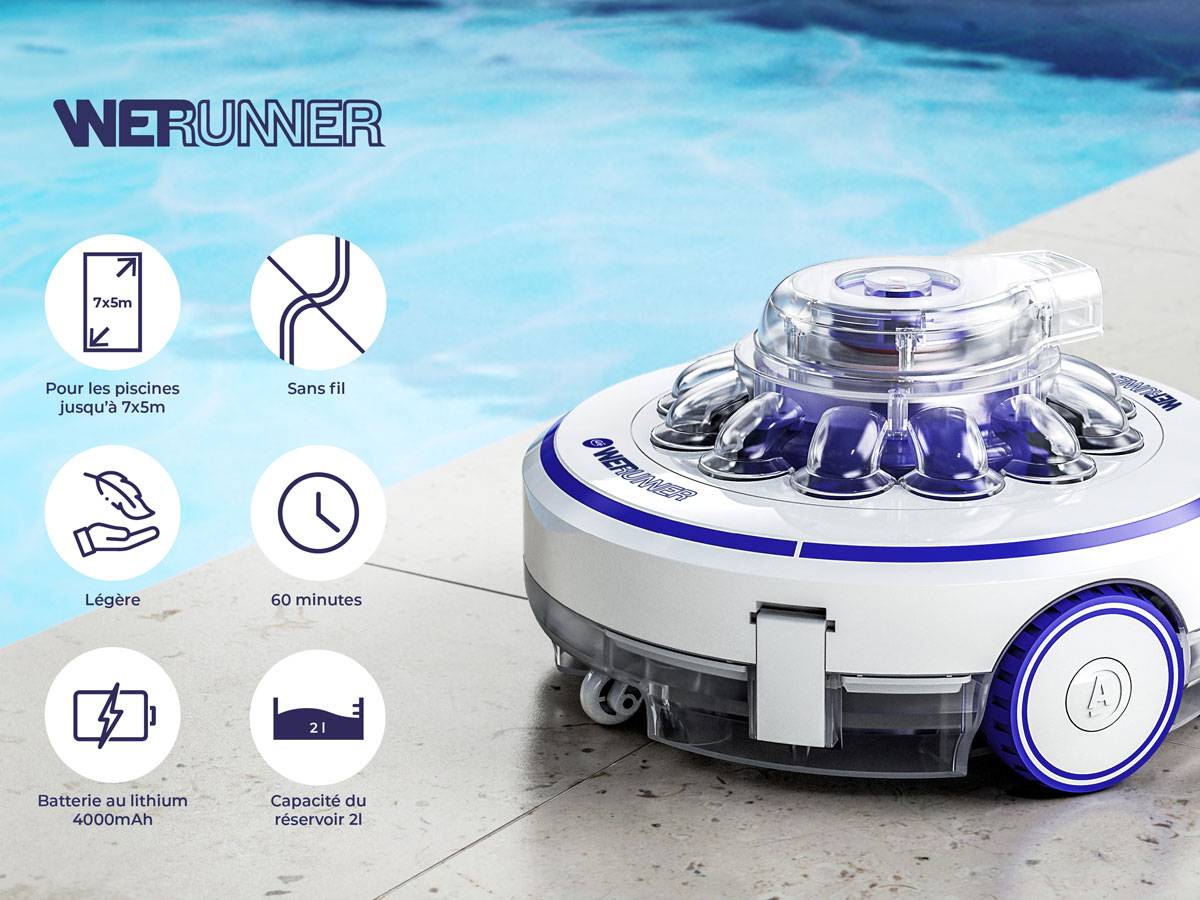 Gre Pools - Robot électrique sans fil à batterie Wet Runner - 36 m³/h - pour piscine jusqu'à 7x5 m Gre Pools - Imagen 5
