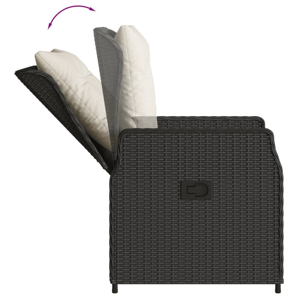 Salon de Jardin Balcon 2 Places Fauteuils Inclinables et Table Relevable Noir – ComfortXL Outdoor Living - Image 5