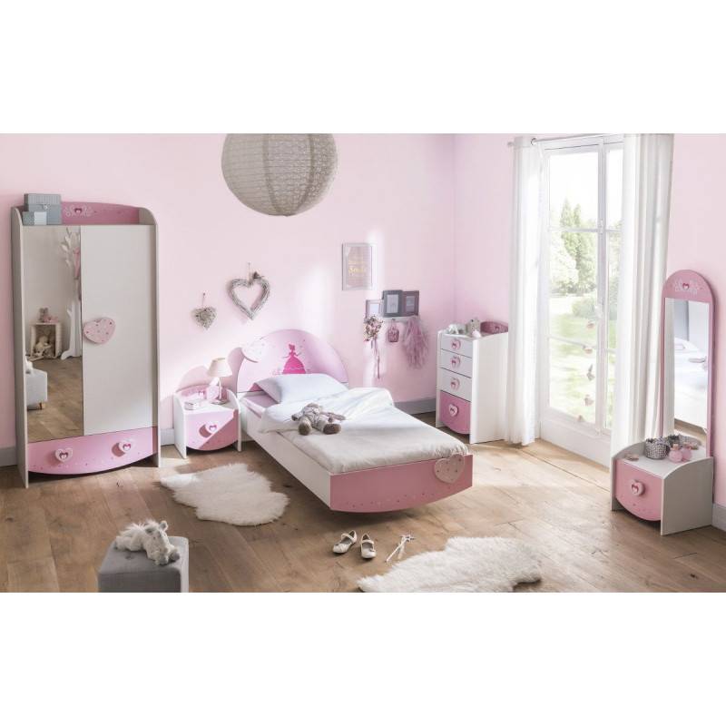 Commode enfant coiffeuse Anastasia blanche et rose - Image 2