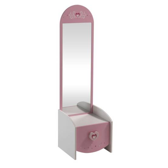 Commode enfant coiffeuse Anastasia blanche et rose - Image 1