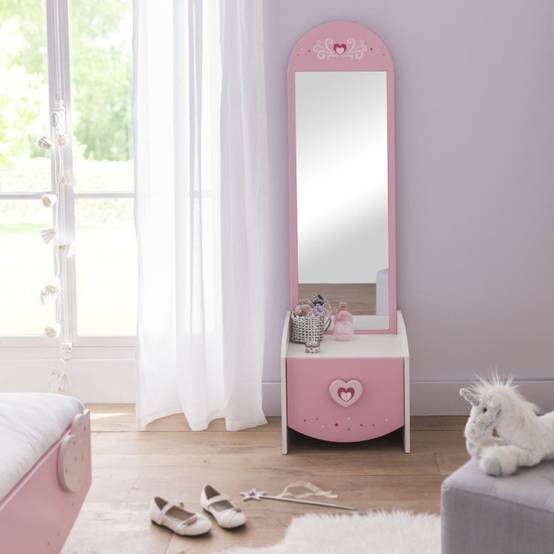 Commode enfant coiffeuse Anastasia blanche et rose - Image 3
