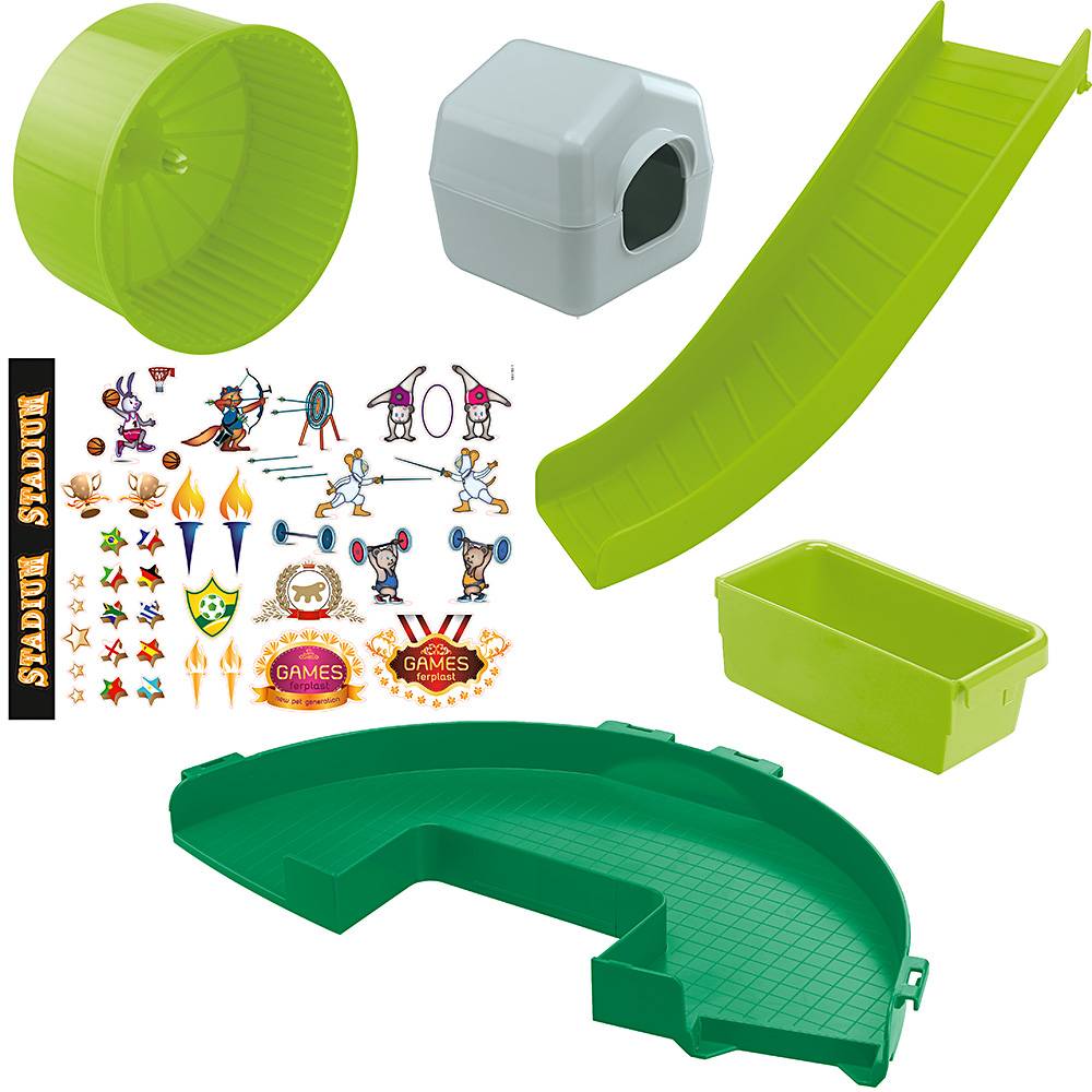 Ferplast - FERPLAST STADIUM Cage à Rongeurs pour Hamsters, Souris, en Métal, Accessoires inclus : Mangeoire, Abreuvoir, Maison, Roue, Etagère, Echelle, Stickers - Imagen 3