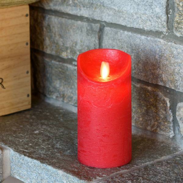 Lotti - Bougie LED cire véritable rouge à piles Flamme oscillante H15cm Blanc chaud Timer Lotti - Imagen 7