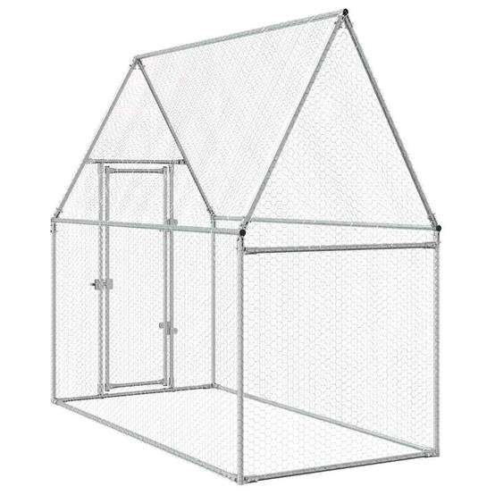 Vidaxl - Cage pour poules argenté 200x100x190 cm acier galvanisé vidaXL 172550 - Image 4