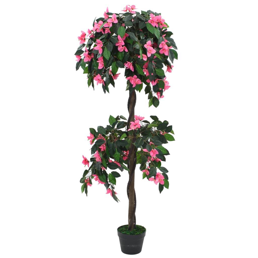 PANGIVO - Plante artificielle Rhododendron bois et tissu vert et rose 155 cm - PANGIVO