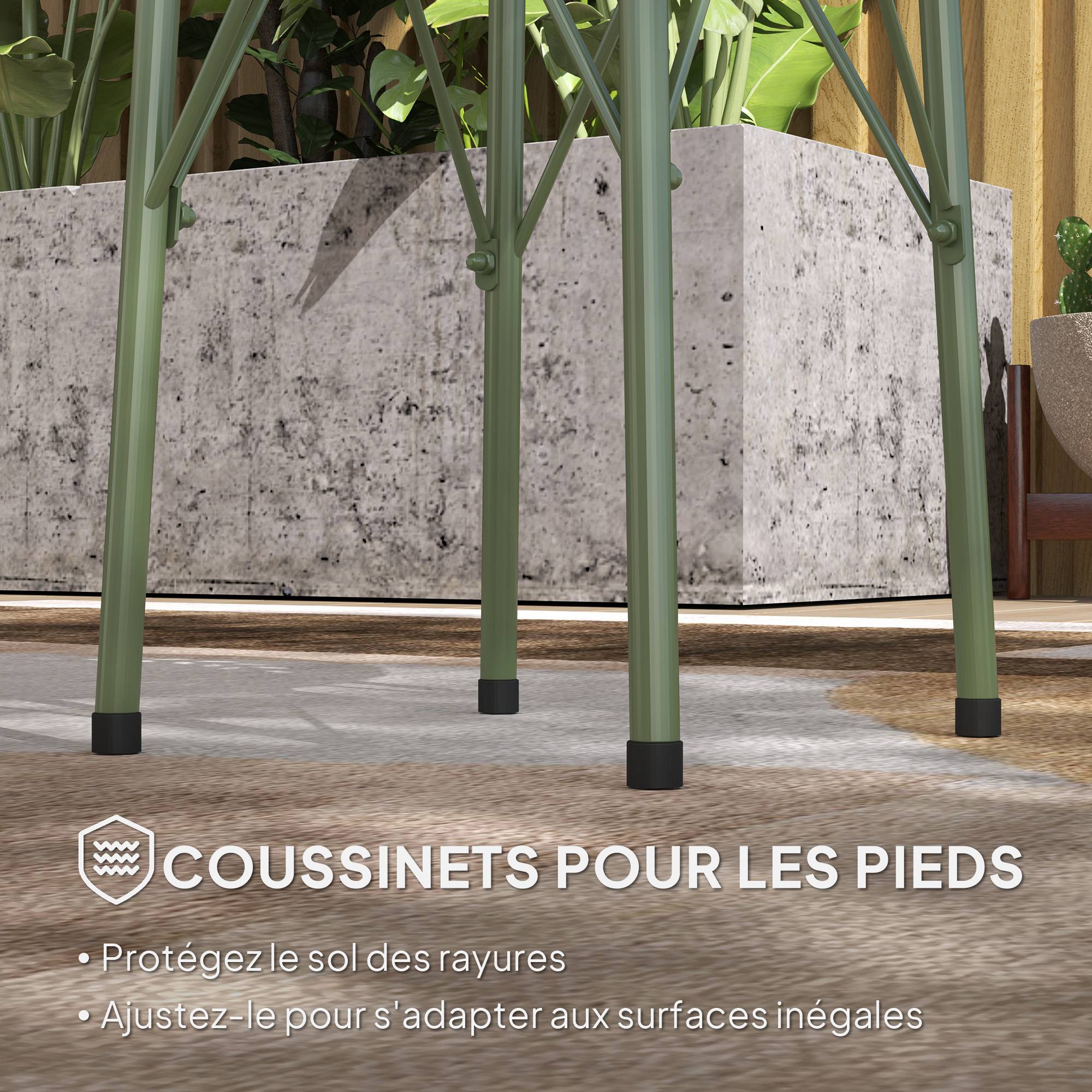 Table d'appoint ronde acier balcon jardin motif floral patins réglables vert - ComfortXL Outdoor Living - Image 8
