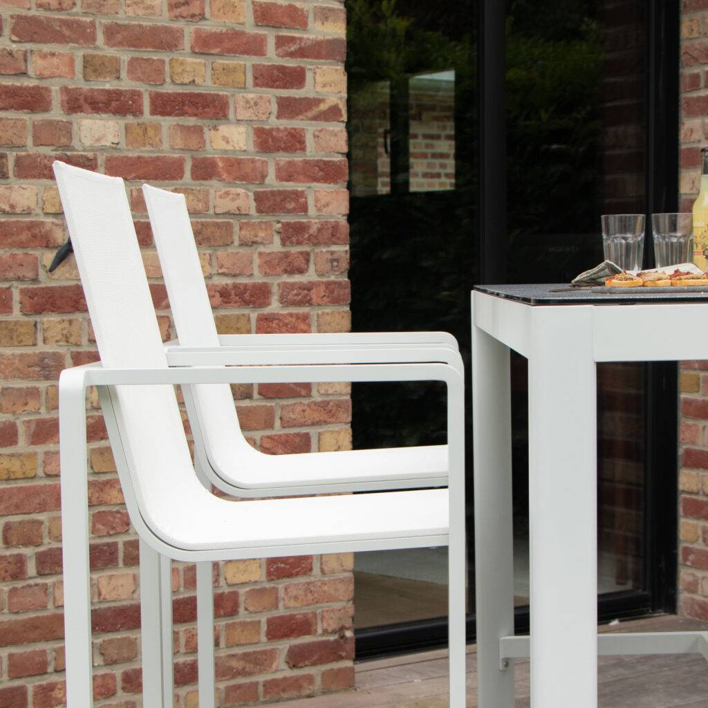 Wilsa Garden - Salon haut de jardin en aluminium blanc 4P BARSET - Imagen 4