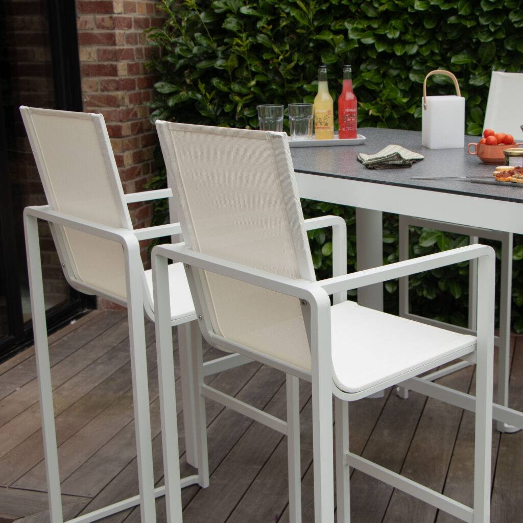 Wilsa Garden - Salon haut de jardin  en aluminium blanc 4P BARSET - Imagen 3