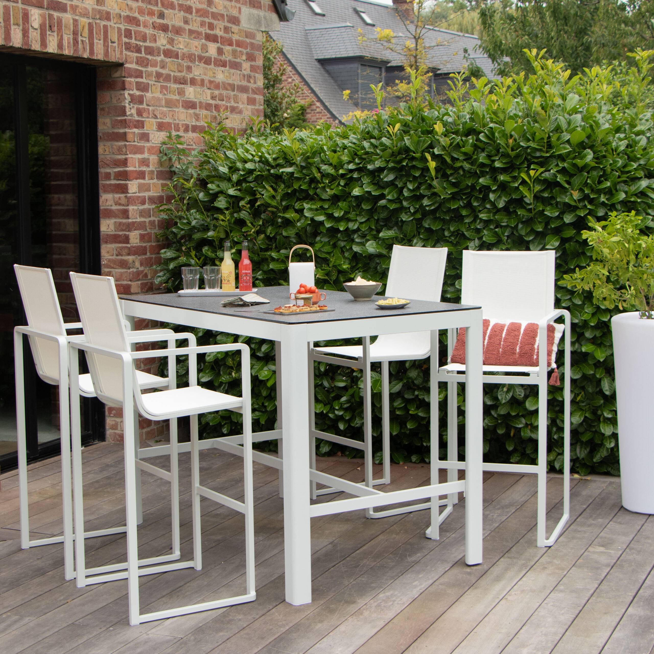 Wilsa Garden - Salon haut de jardin en aluminium blanc 4P BARSET - Imagen 1