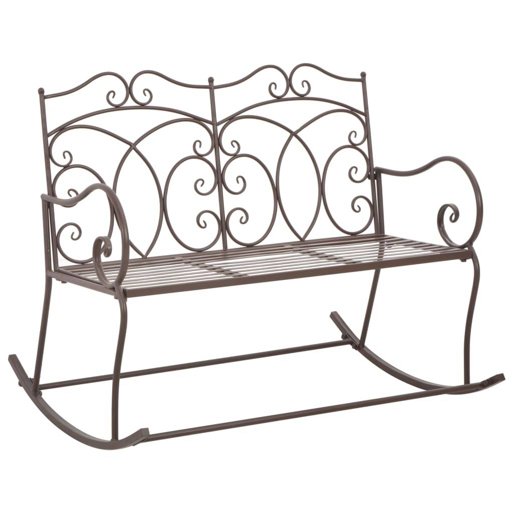 Helloshop26 - Banc de jardin meuble de patio d'extérieur terrasse 104 x 83 x 89 cm fer marron antique - Imagen 1