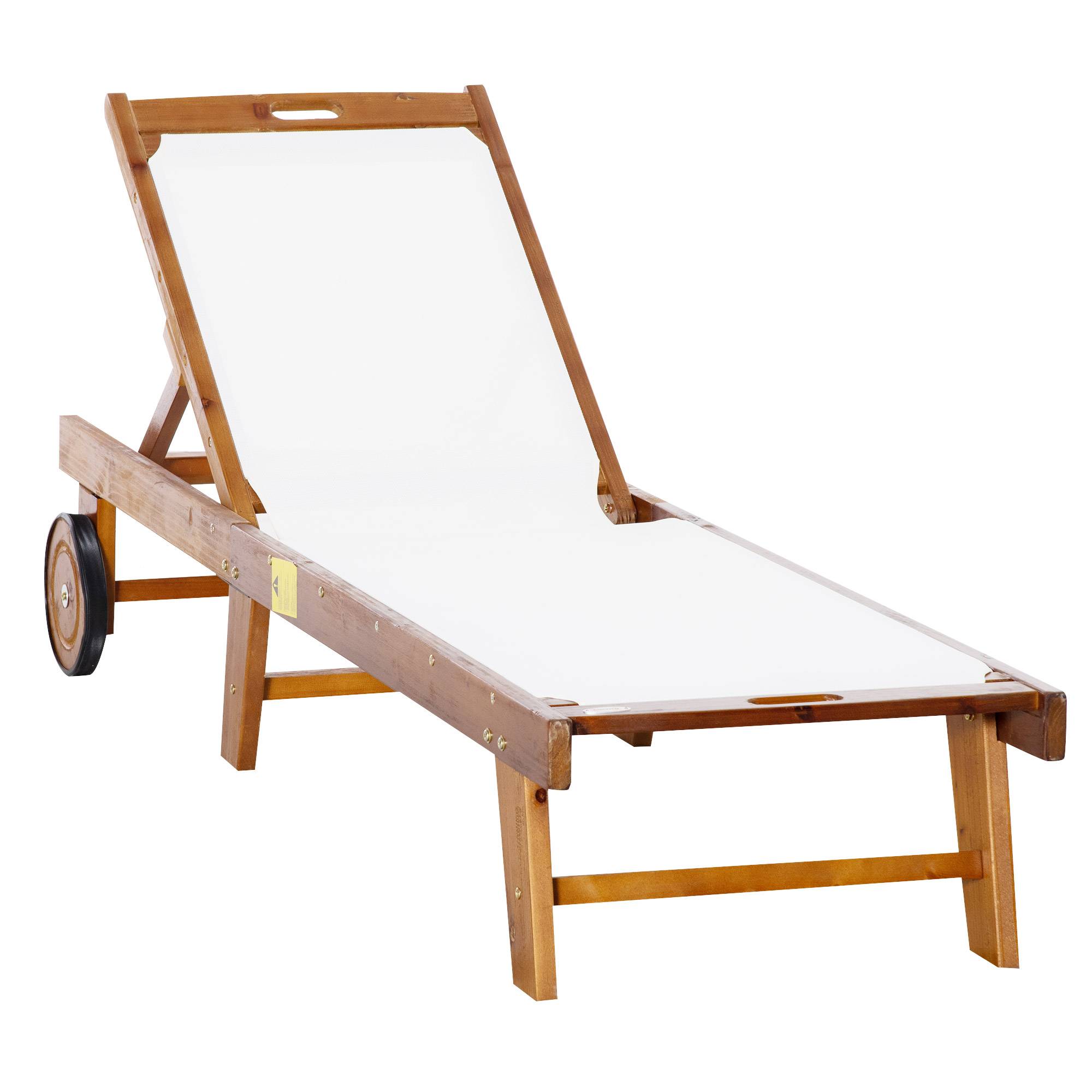 ComfortXL - Bain de soleil bois acacia terrasse dossier réglable naturel blanc - ComfortXL Outdoor Living