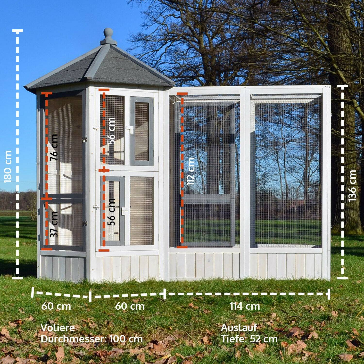 BB Loisir - Voliere Cage a oiseaux en bois de haute qualite 52 x 114 x 136 cm extension Modele Luise 310 - Image 2