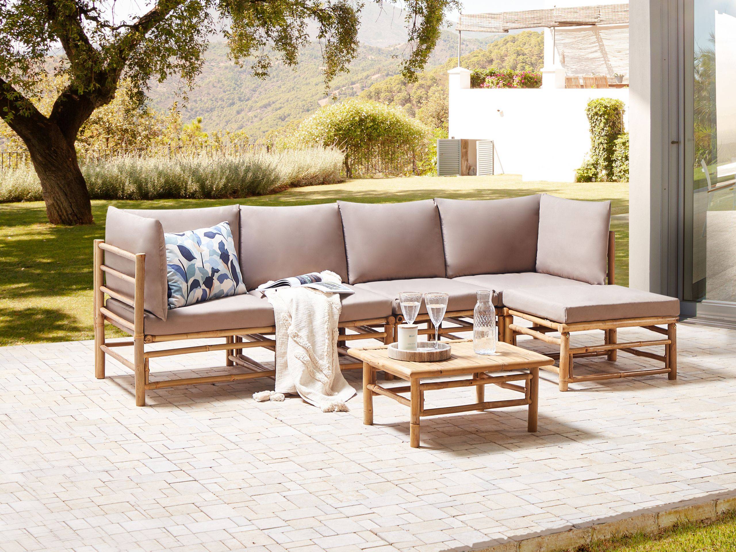 Beliani - Set de jardin, 5 Personnes Bambou Taupe CERRETO - Beliani - Imagen 1