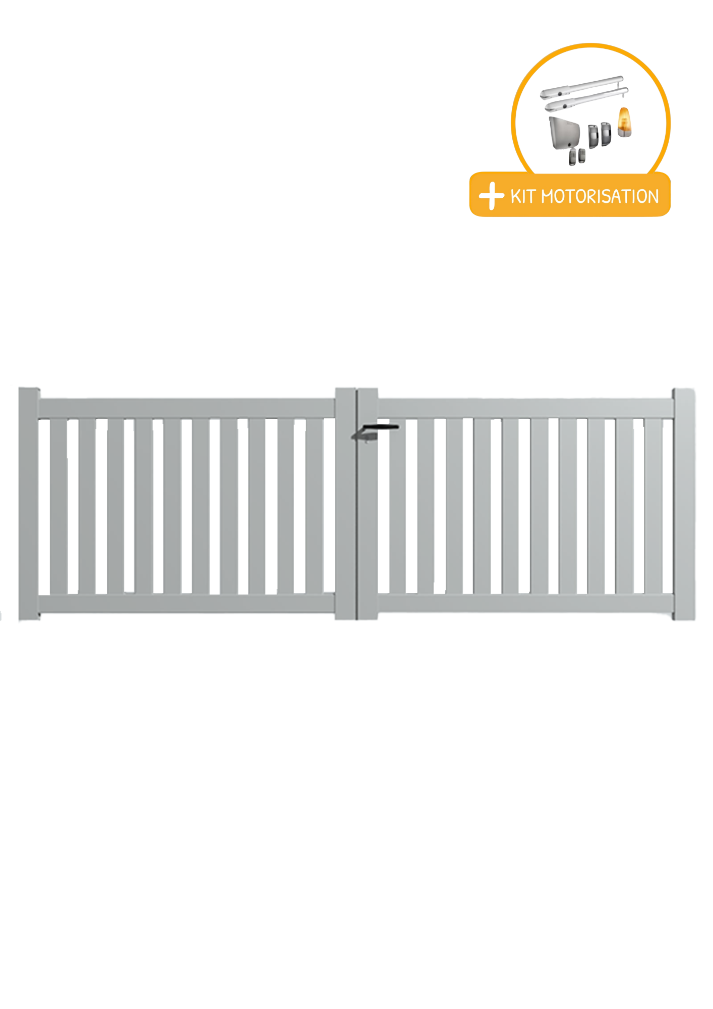 Portail Packit - Portail alu battant ajouré en kit +MOT dim. L.3000 (entre piliers) X H.1200 mmMOT SGS Essential (vérins)  Gris Lumière (RAL 7035)