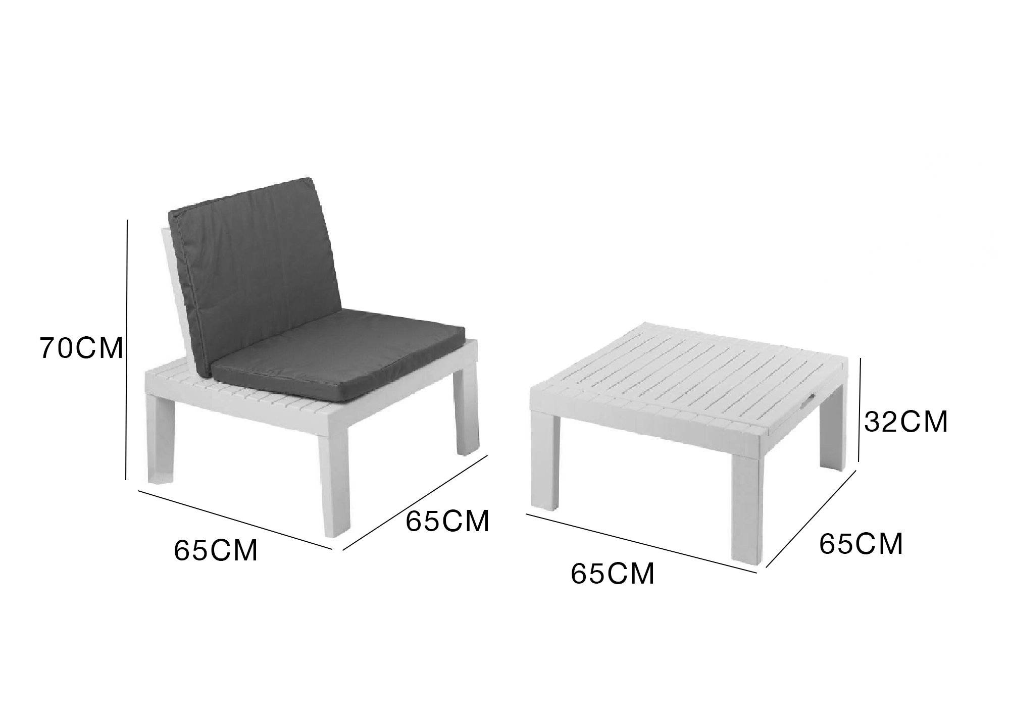 Dmora - Ensemble de salon d'extérieur Dbaggi, Composition de jardin avec 2 sièges avec dossier et 1 module multifonction, Lounge avec coussins, Blanc - Dmora - Imagen 3