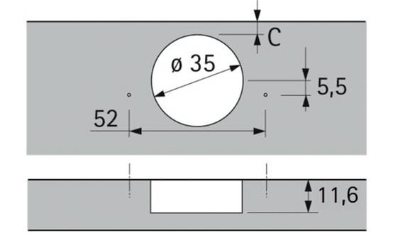 Charnière HETTICH Sensys 8657i - Base 12,5 mm TH 52 - À visser - 9099540 - Image 2