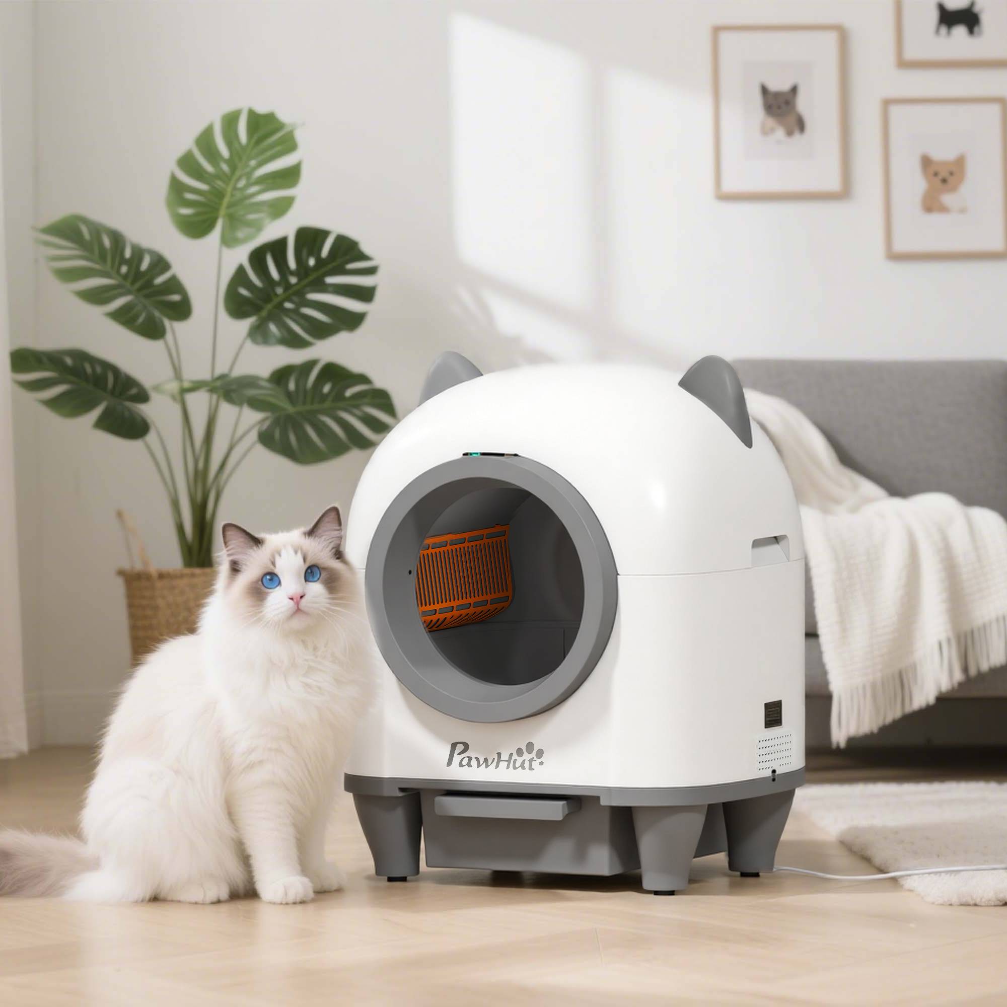 Litière chat auto-nettoyante 80L élimination odeurs contrôle APP sécurité 1 rouleau sacs - Image 3