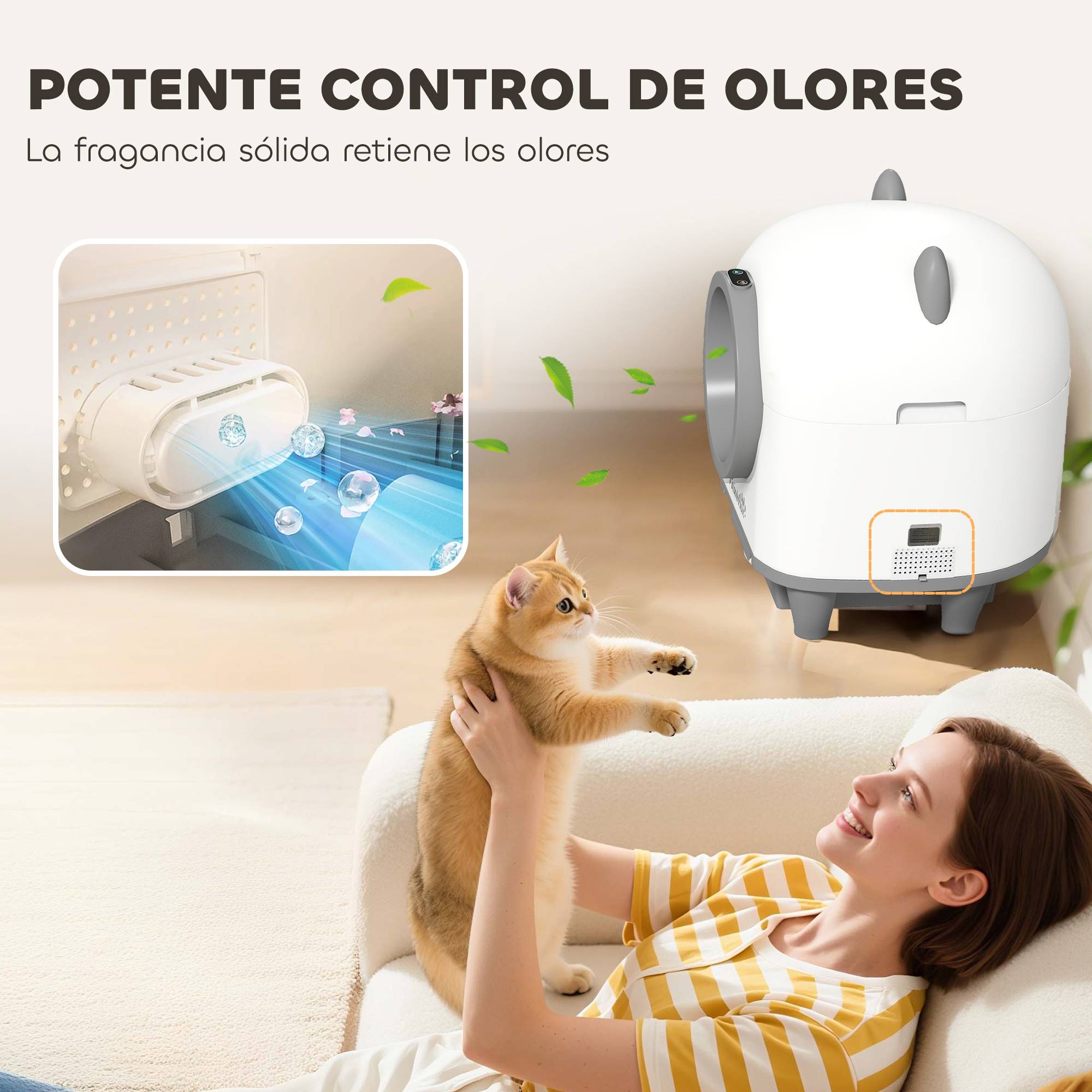 Litière chat auto-nettoyante 80L élimination odeurs contrôle APP sécurité 1 rouleau sacs - Image 9