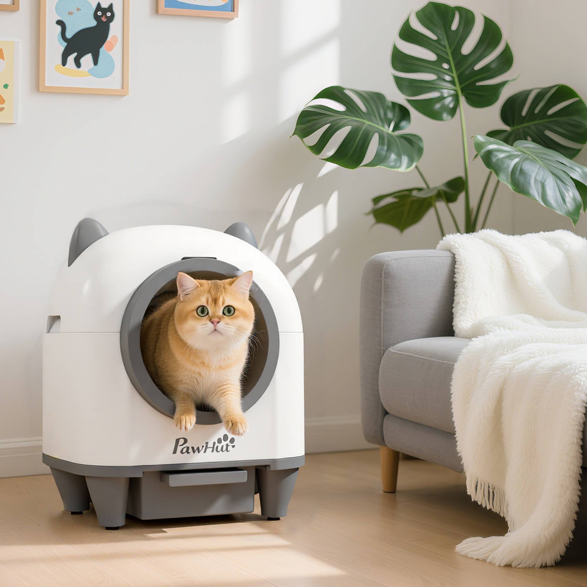 Litière chat auto-nettoyante 80L élimination odeurs contrôle APP sécurité 1 rouleau sacs - Image 4