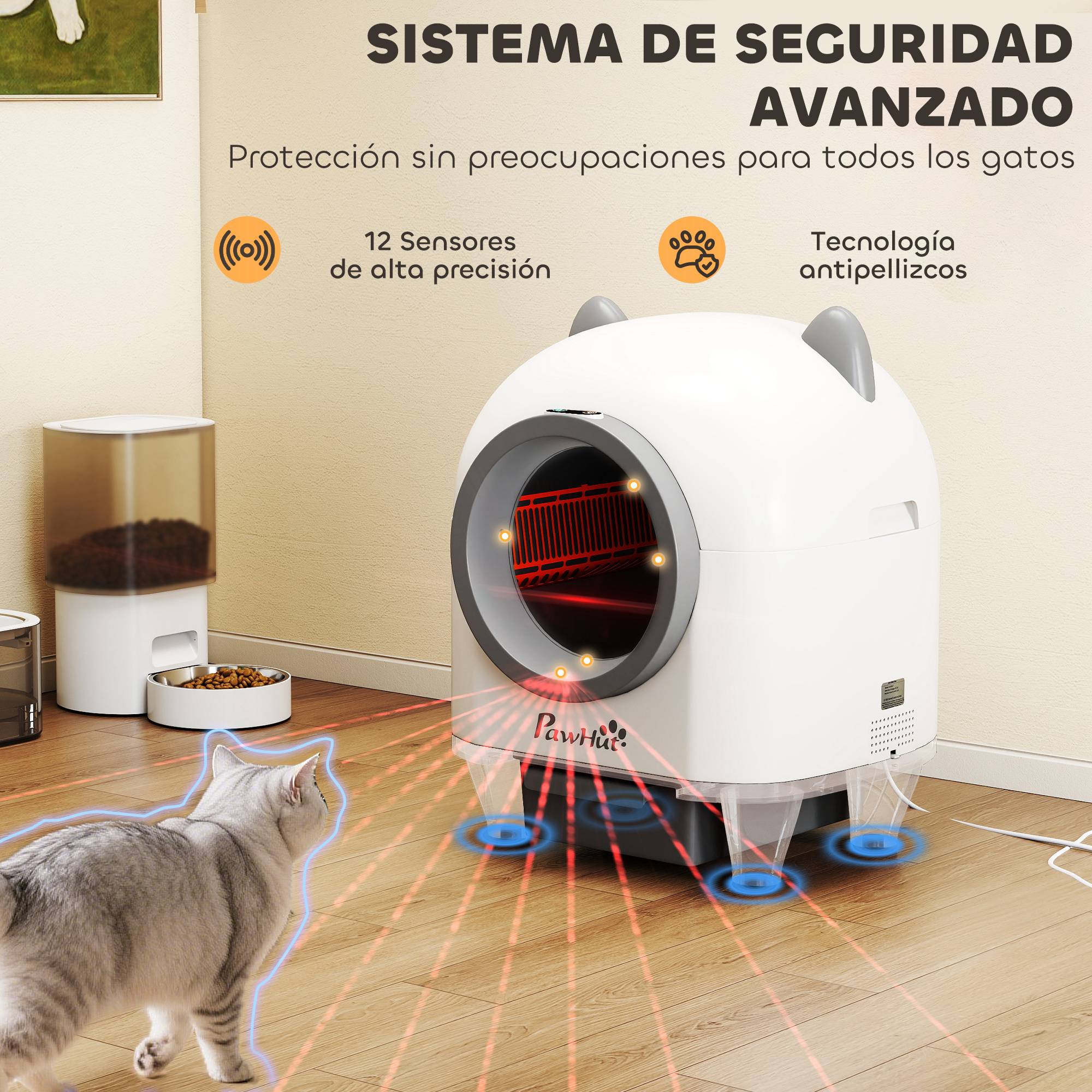 Litière chat auto-nettoyante 80L élimination odeurs contrôle APP sécurité 1 rouleau sacs - Image 6