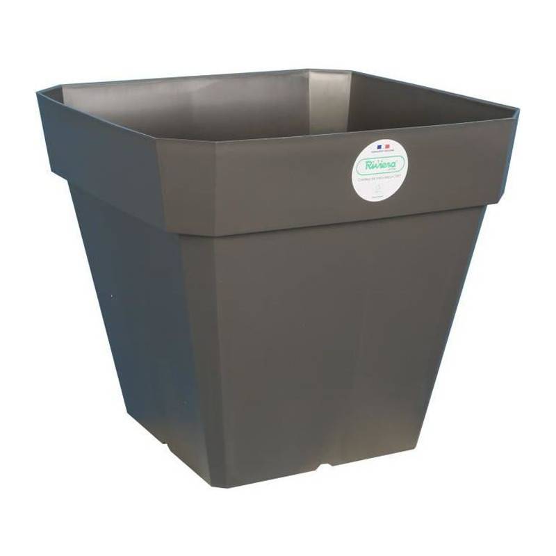 Riviera - Riviera Pot De Fleurs Carre Soleilla En Plastique - 49 X 49 X H 45 Cm - 65 L - Gris Paillete - Imagen 1