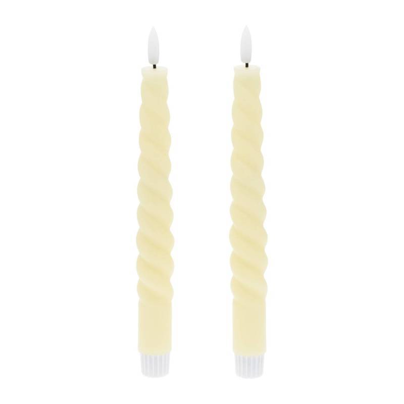Lot de 2 chandelles en Spirale Torsadées Ø2,3cm H23cm Cire Ivoire ivoire flamme 3D avec Télécommande - Image 2