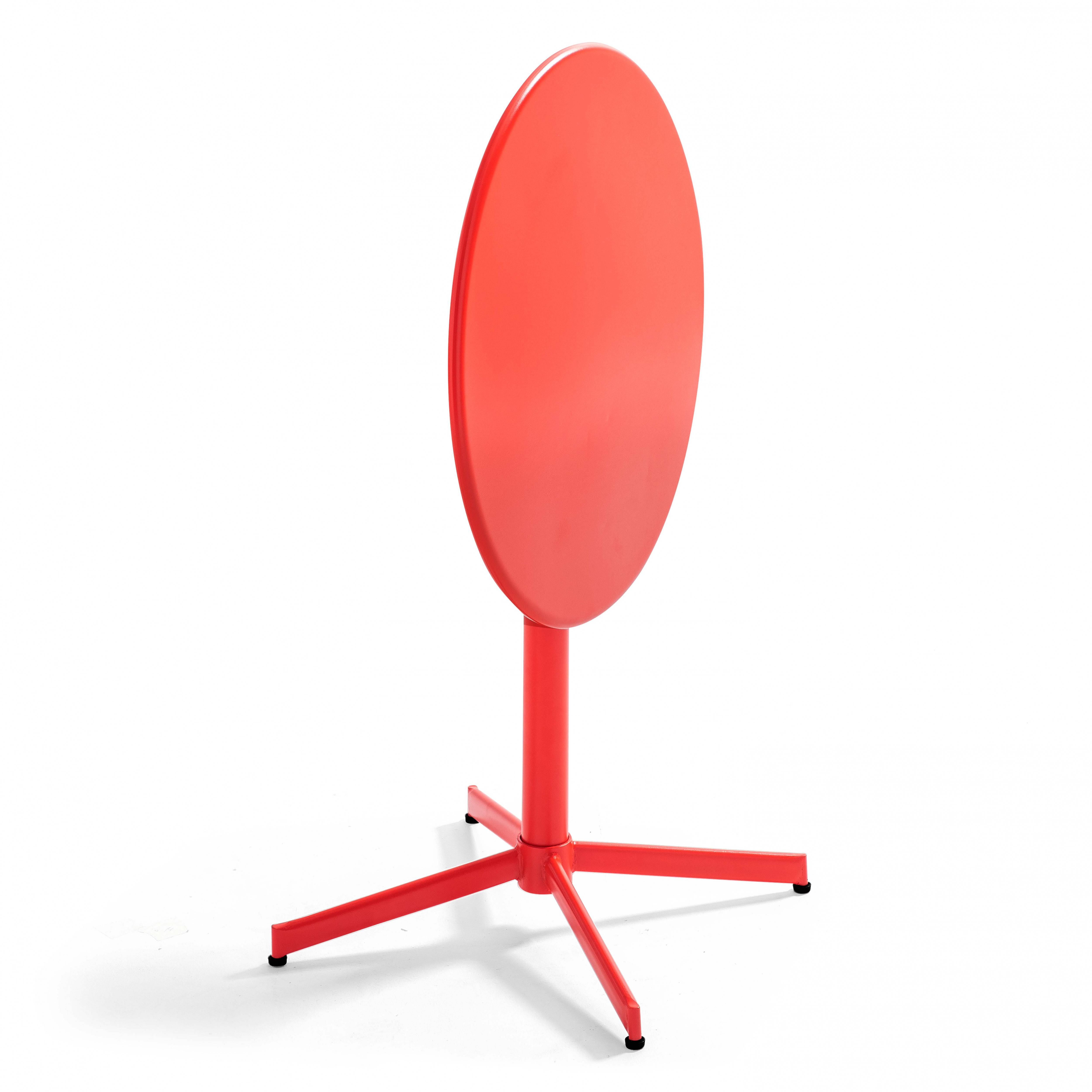 Oviala - Ensemble table ronde et 2 chaises de jardin bistrot en métal rouge Palavas - Oviala - Imagen 3