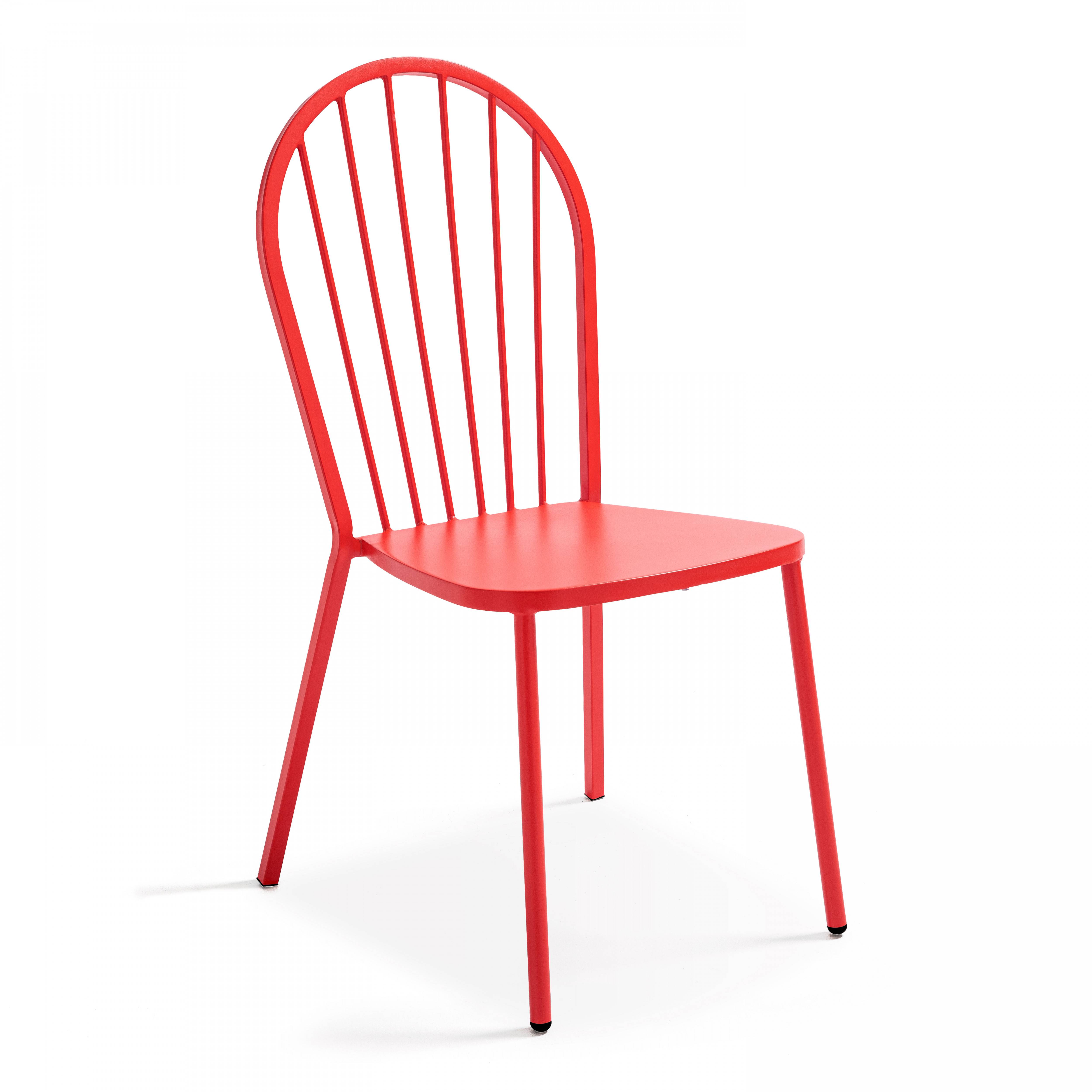 Oviala - Ensemble table ronde et 2 chaises de jardin bistrot en métal rouge Palavas - Oviala - Imagen 6