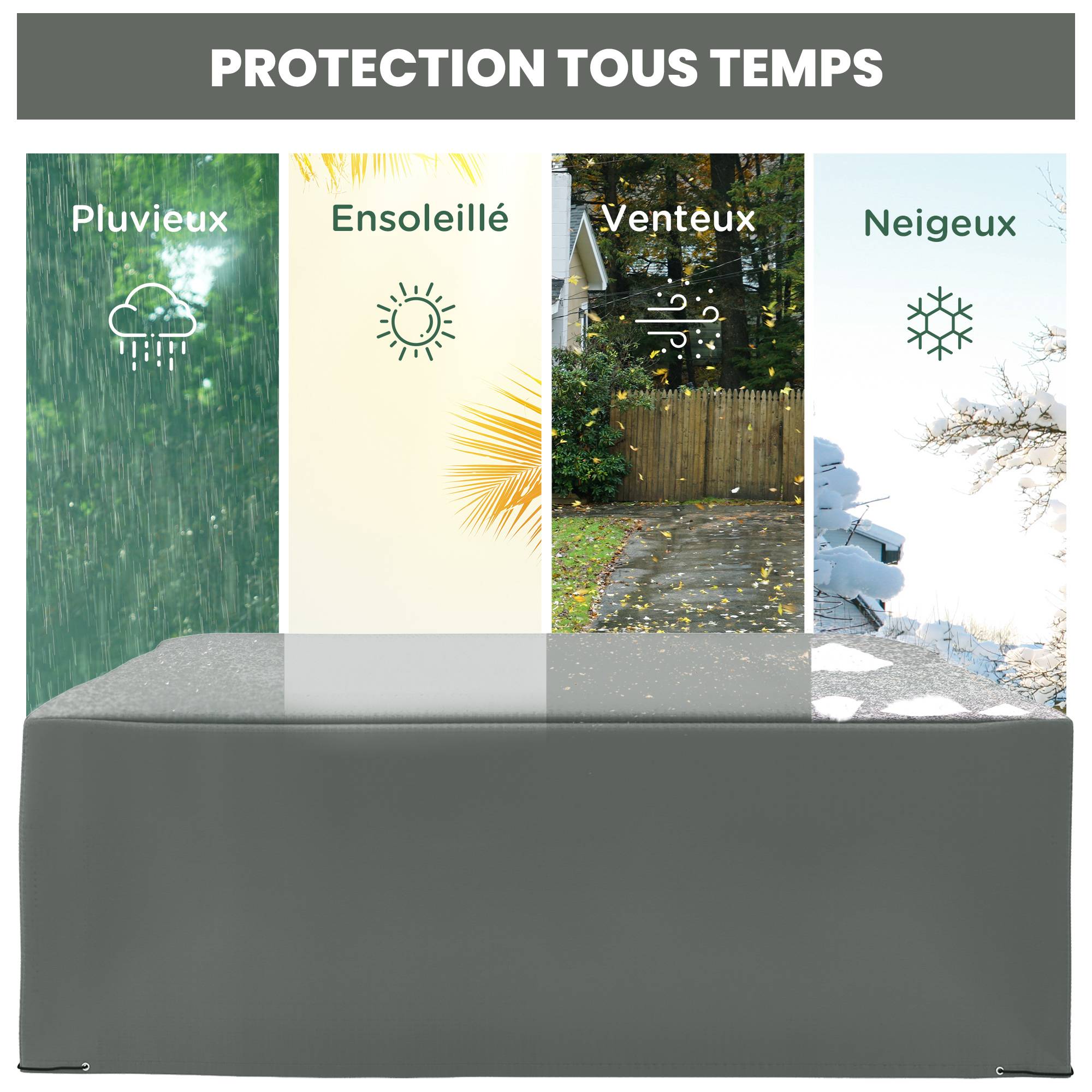 Housse protection salon jardin Oxford 600D imperméable anti-UV 275x205x90 gris - ComfortXL Outdoor Living - Image 6