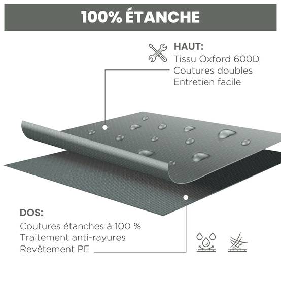 Housse protection salon jardin Oxford 600D imperméable anti-UV 275x205x90 gris - ComfortXL Outdoor Living - Image 7