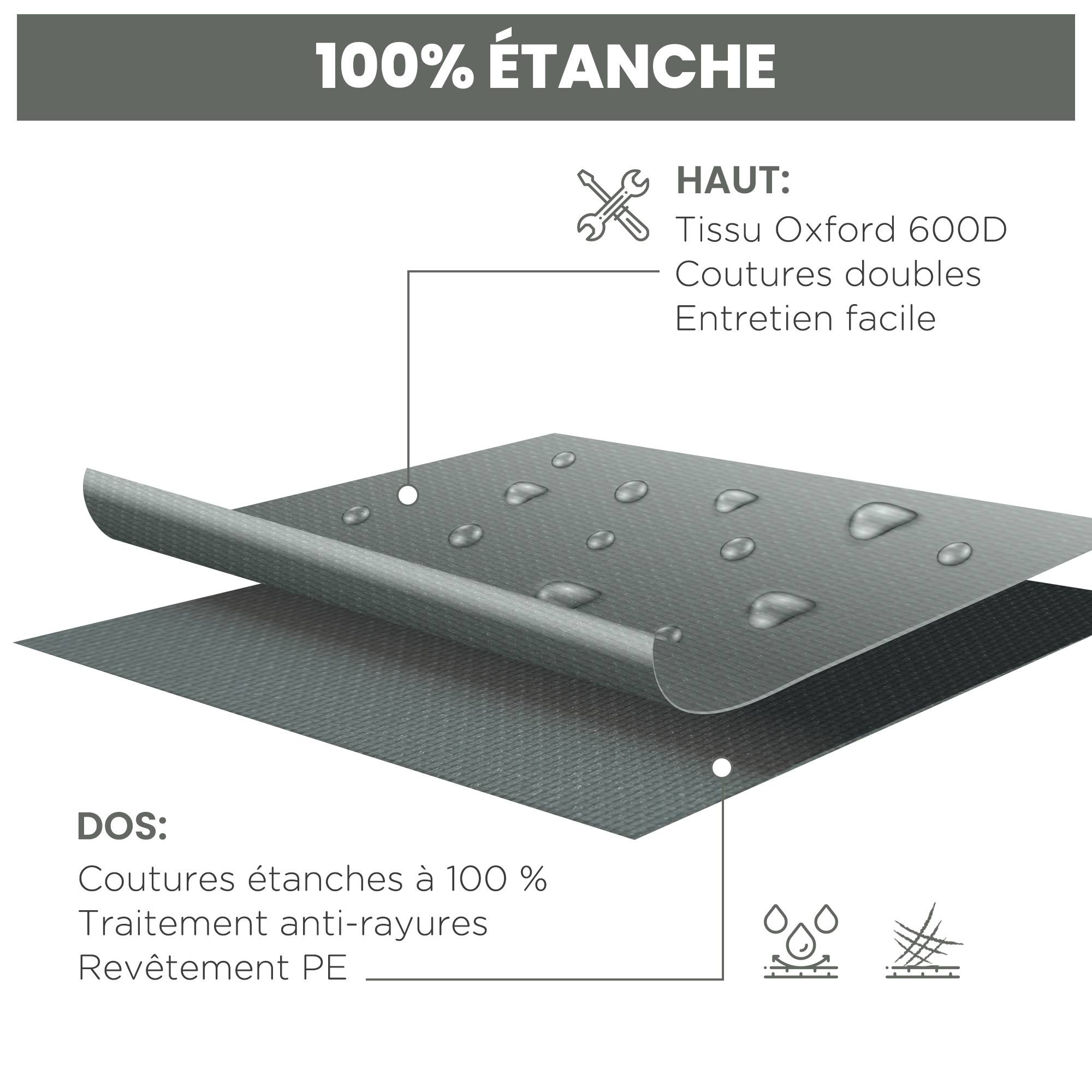 Housse protection salon jardin Oxford 600D imperméable anti-UV 275x205x90 gris - ComfortXL Outdoor Living - Image 7